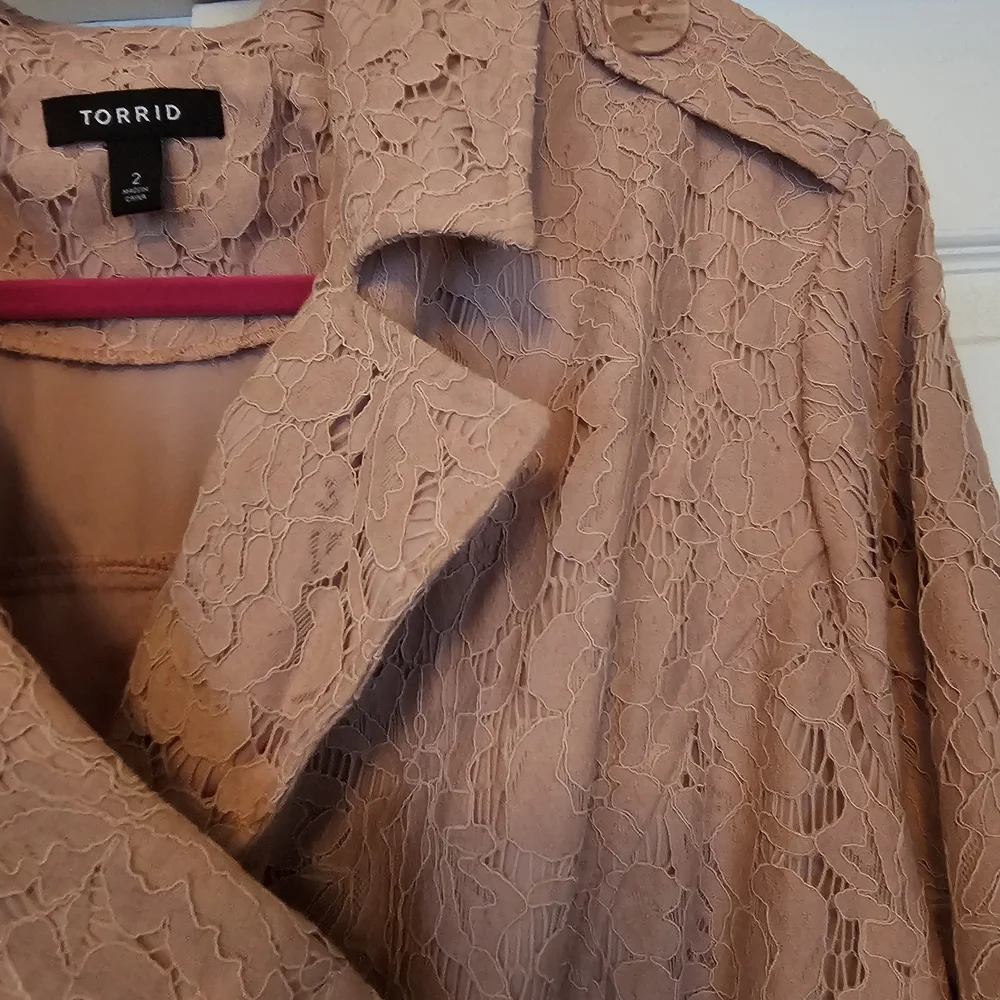 Torrid Pink Lace Pea Coat - Picture 7 of 16